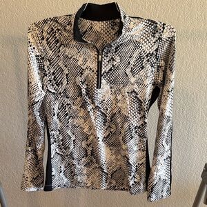 Tail Black  and White Snake Print 1/4 Zip golf top